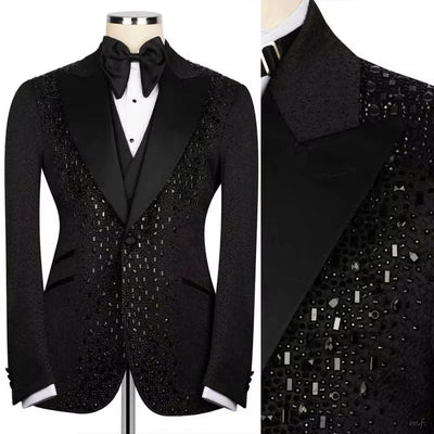 Luxury Suit For Man Beading Tuxedos Lapel One Button | SAMAG