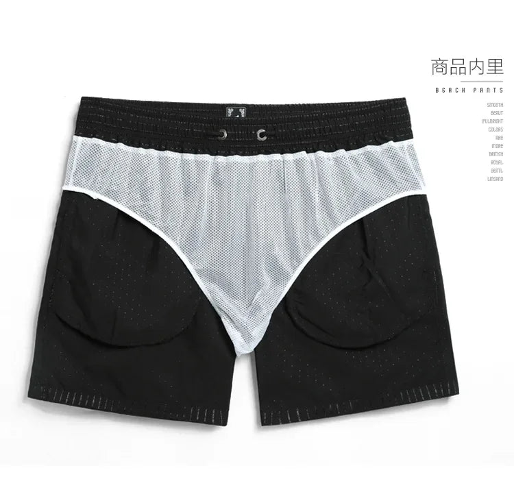 Striped Men Casual Shorts Beach Pants Board Short Quick Dry Sports Trunk Summer Seaside Beachwear Loose Homewear Sleeping Pajama