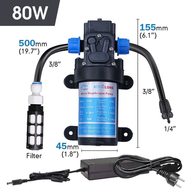 0.7MM Brass Nozzle 60W Self-Priming Pump Timing Misting Spray Kit for Garden Plants Farm Automatic Atomization Cooling System