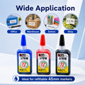 15ml 45mm Oil-Based Marker Refill Ink Cap off Feature Blue Red Black Color up to 72 Hours Durability for Business Supplies