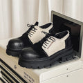 Men Thick Soled Derby Shoes Height Increasing Non Slip Breathable Color Blocked Casual Personalized Youth Fashion Shoes