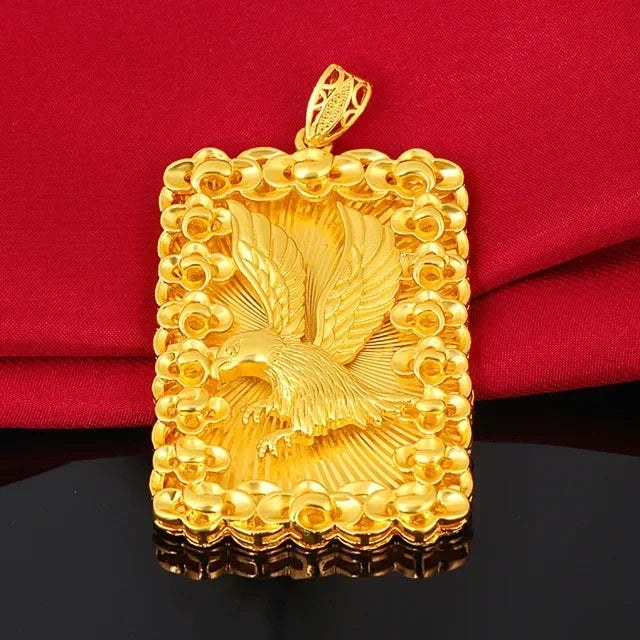 Real 18 K Gold Men's Square Tiger Pendant for Men Father Bro Pure Classic Wedding Gold Pendants Without Chain Fine Jewelry Gifts