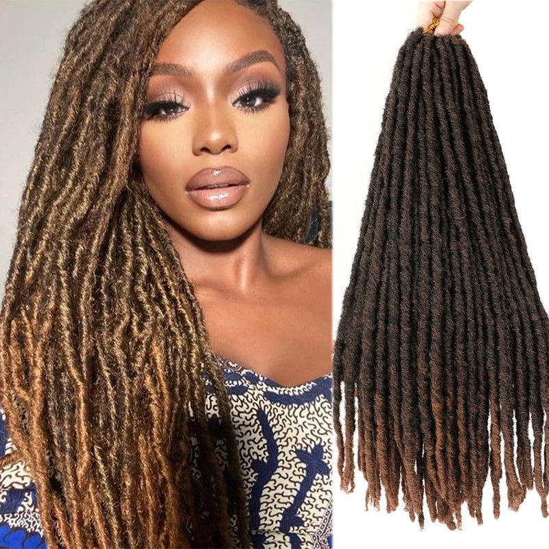 Synthetic Crochet Braiding Hair Extensions Dreadlocks Ombre Brown Colored X-TRESS Soft Straight Faux Locs Braids Hair For Women