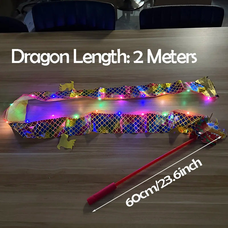 3/5M LED Chinese Dragon Poi Set Luminous Dragon Dance Props Dragon Ribbon Streamer New Year Outdoor Fitness Juggling Props