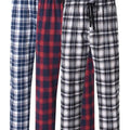 Men's 3Pcs Pajama Sleeping Pants Cotton Plaid Pjs, Long Plaid Print Sleepwear Pajama Pants with Elastic Waist Homewear