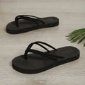 Women's fashion trend pure black belt anti-slip wear flat flip-flops