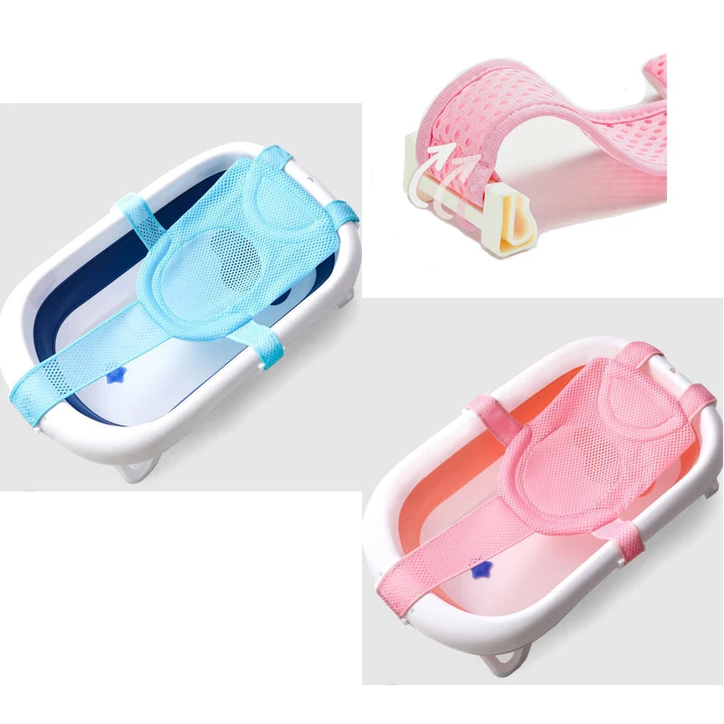 Baby Bath Cushion Pad Newborn Infant Bathtub Mat Supporter Net Summer Nonslip Floating Bathing Five point Adjustable Bath Mat