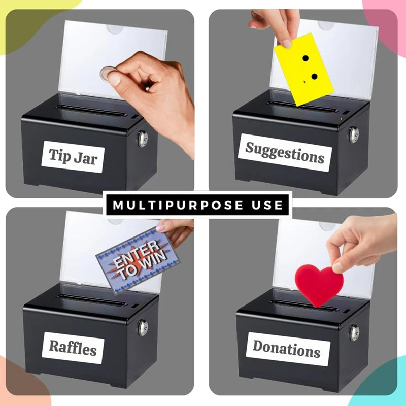 Donation Box With Lock - Acrylic Suggestion With Slot, Ballot With Sign Holder For Raffle, Voting - View 3 | SAMAG