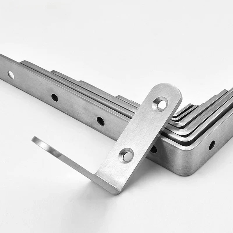 Corner Bracket Connector Brace (Stainless Steel) - 90 Angle Iron Joint Fastener for Furniture Cabinet Screens Shelf Support