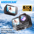 ANSVICAM 5K Bare-body Waterproof Action Camera 4K60fps Touch Dual Screen 6-Axis Anti Shake 170° Wide-angle WiFi Sports Cameras