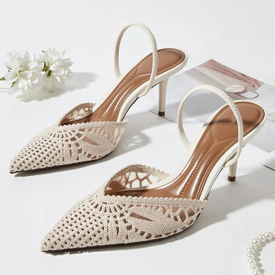 Woven Openwork Singback High-Heeled Sandals Women Sexy | SAMAG