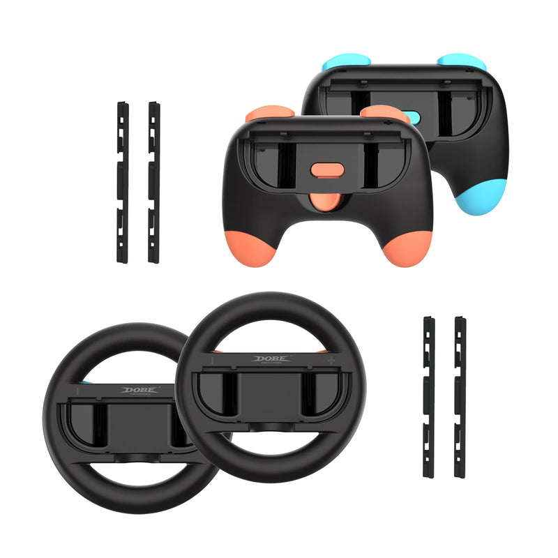 4 IN 1 Racing Steering Wheels and Hand Grips TNS-5110S for Switch 2/Switch 1 Handle,Left&Right Controller Bracket,Grip Holder