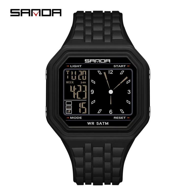 SANDA 6367 New Fashion Electronic Watch Men's 50m Waterproof Night Light Multi Functional Student Trend - Visuel 9 | SAMAG