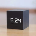 Voice Control Digital Electronic Clock Luminous Smart LED Wooden Alarm Clock Multifunctional Desktop Timepiece