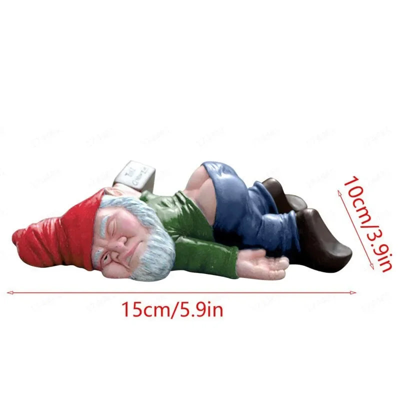 15cm Drunken Garden Gnomes  Funny Resin Statues for Home Decor  Whimsical Indoor Outdoor Ornaments EcoResin Weatherproof
