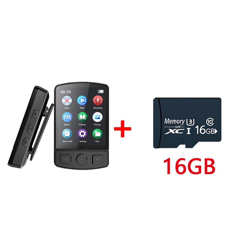 Portable MP3 Player Sport Clip Walkman HiFi Sound Bluetooth5.2 Student Walkman 1.8 Inch Screen with FM Radio E-Book MP3 Player