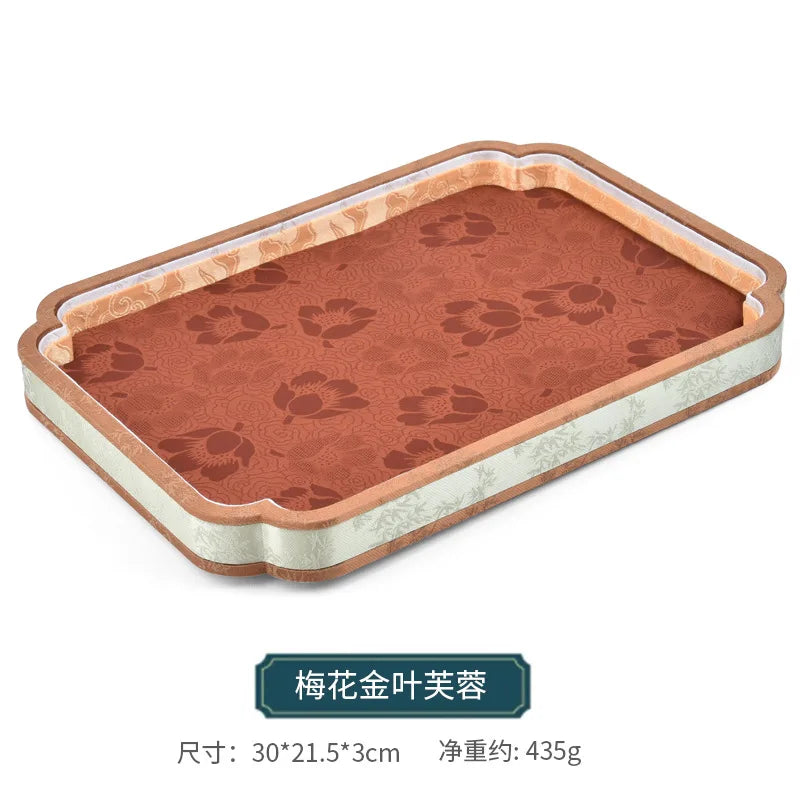 Luxury Chinese Vintage Silk Wooden Jewelry Box, Countertop Display Tray for Perfume Ring Bracelet, Velvet Gemstone Jade Storage