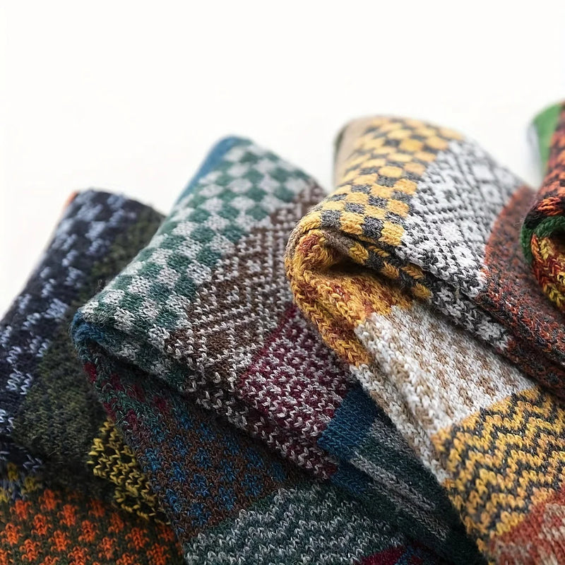 5pairs Unisex Ethnic Style Vintage Thick Wool Warm Crew | SAMAG