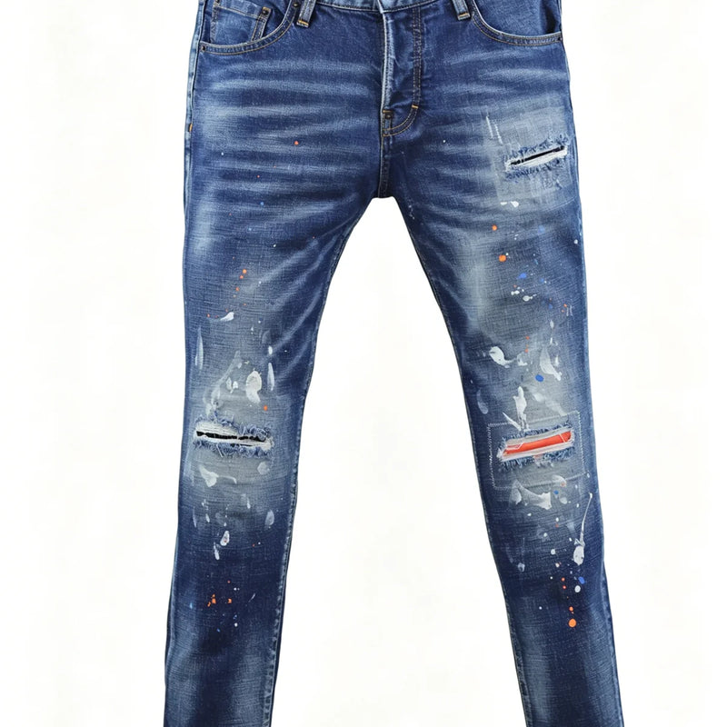 6057 Four Seasons New Men's Wear Washed Ripped Patch | SAMAG