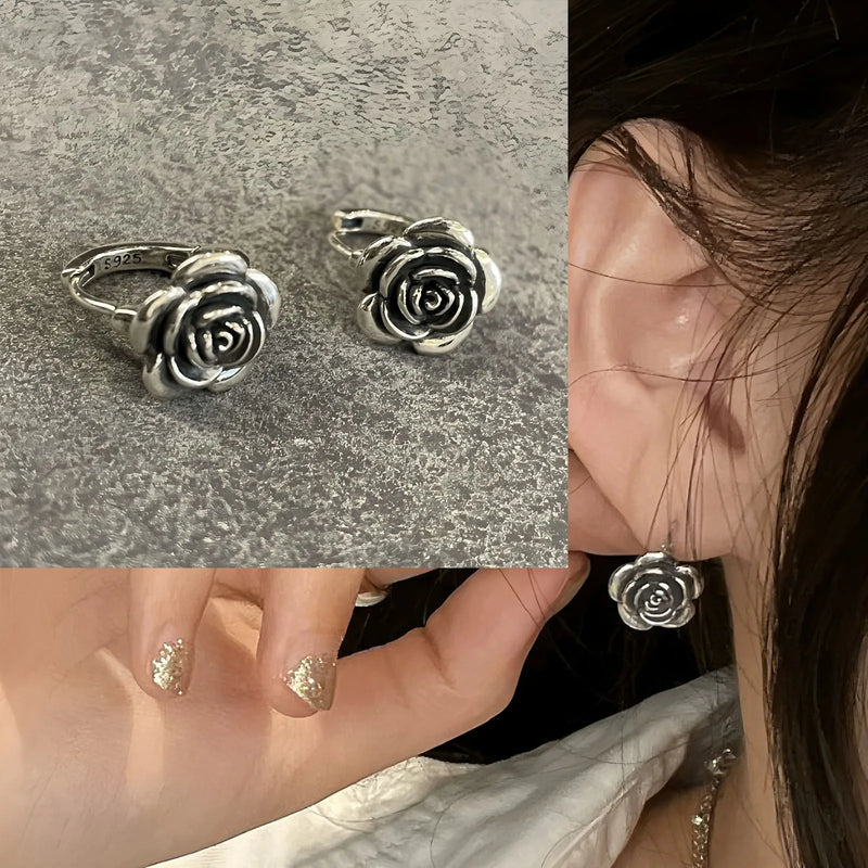 VENTFILLE 925 Sterling Silve Star Hoop Earring for Women Zircon Geometry Wide Office Versatile Jewelry Birthday Gift Dropship