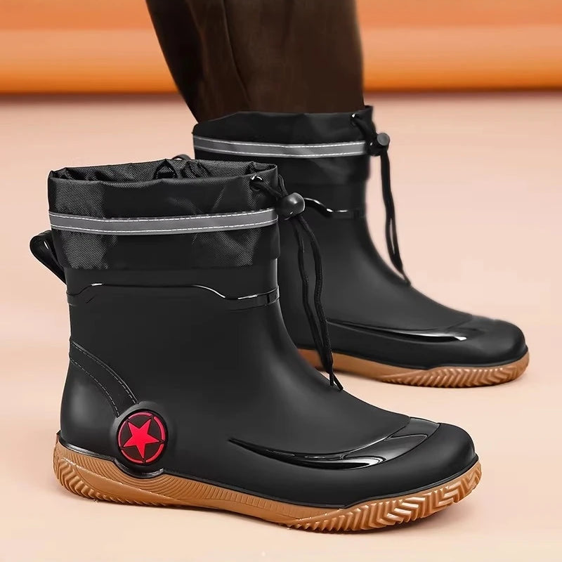 Men's Rain Boots 2026 New Summer Kitchen Work Delivery Rider Slip-Resistant Waterproof Fishing Large Size Water Shoes