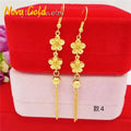 NovaGlod  24K real gold summer tassel earrings for women's fashion 9999 real gold earrings flower gold jewelry accessories