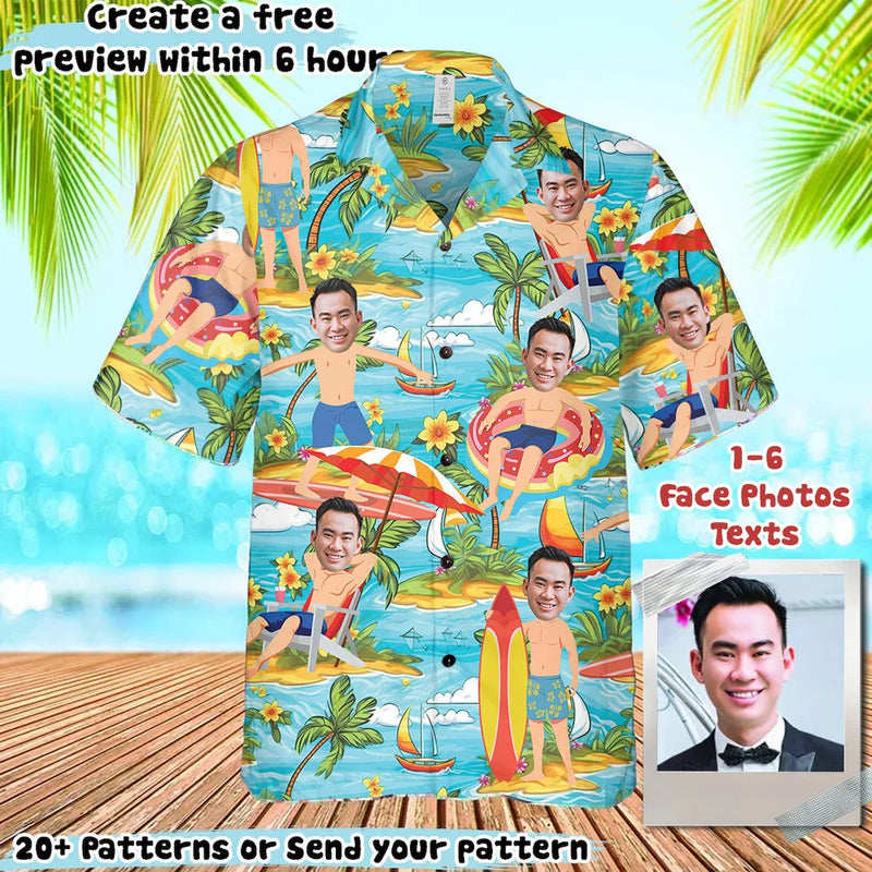 Hot Personalized Photo Hawaiian Cartoon Shirts Custom | SAMAG