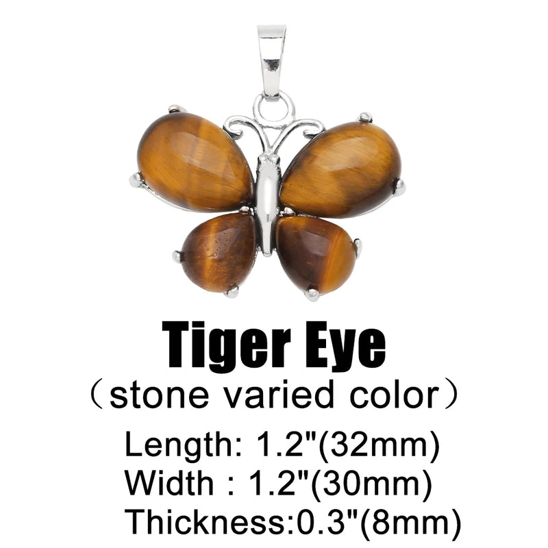 OCESRIO Vintage Natural Stone Butterfly Pendant for Necklace Copper Amethyst Reiki Pendulum DIY Jewelry Making Supplies pdta921