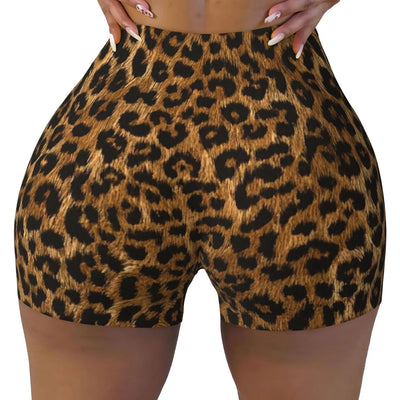 Leopard Women's High Waist Workout Shorts for Sports | SAMAG