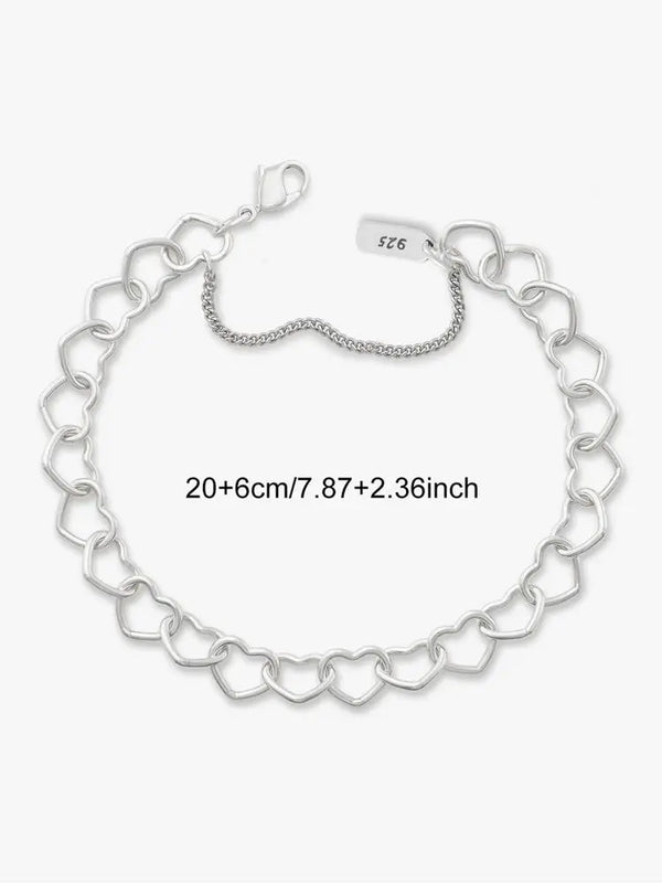 925 Sterling Silver  Vintage Love Heart Map Bracelet Fit DIY Pendant Gift Anniversary Party High Quality Jewelry