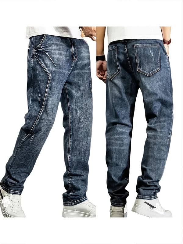 Men's New Straight Leg Stretchable Jeans Casual Pants | SAMAG