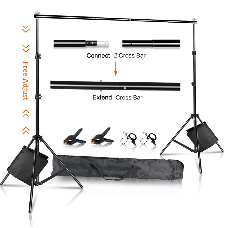 SH Photography Background Backdrop Stand Support Picture Canvas Frame System Kit With Carry Case For Muslin Photo Video Studio