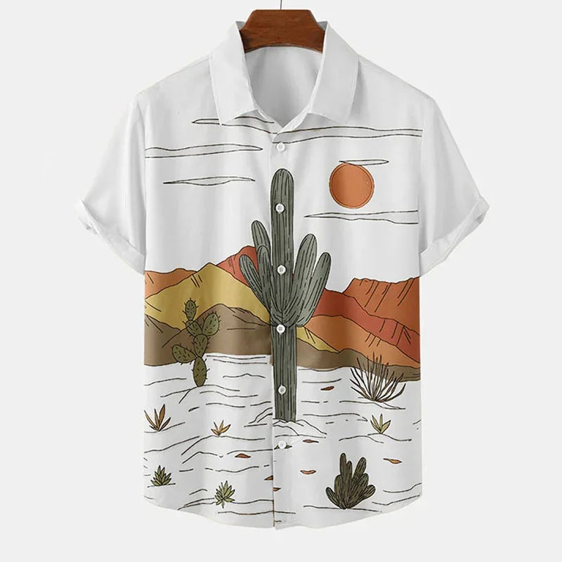 Desert Cactus Shirt for Men 3D Print Summer Hawaiian | SAMAG