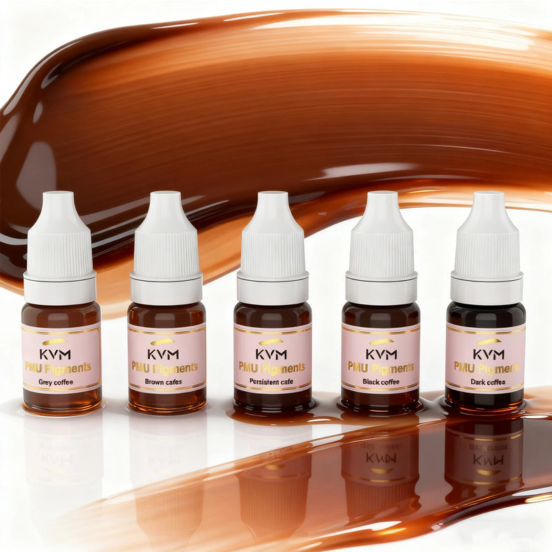 KVM 5 Colors 5ML Eyebrow Tattoo Ink Professional Pigment Microblading Paint Ink for Semi Permanent Makeup Tattoo Art Supplies