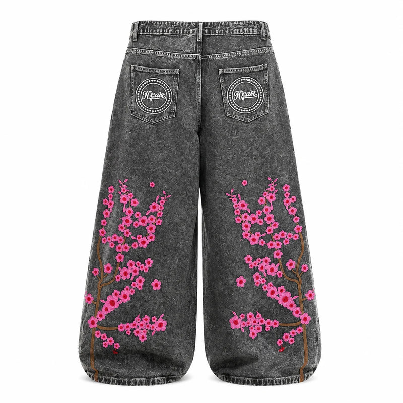 UP.THE Men Baggy Wide Leg Jeans, Vintage Washed Black | SAMAG