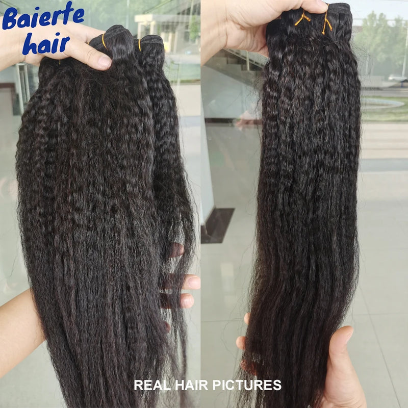 28 30Inch Brazilian Kinky Straight Human Hair Bundles 15A Virgin Human Hair Extension 3/4Pcs Hair Wefts Yaki Straight Human Hair