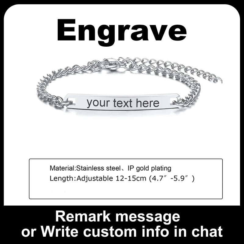 Customized Heart Bracelet for Little Girl Boy, Engravable ID Name Bracelet, Personalized Stainless Steel Chain Birthday Gift