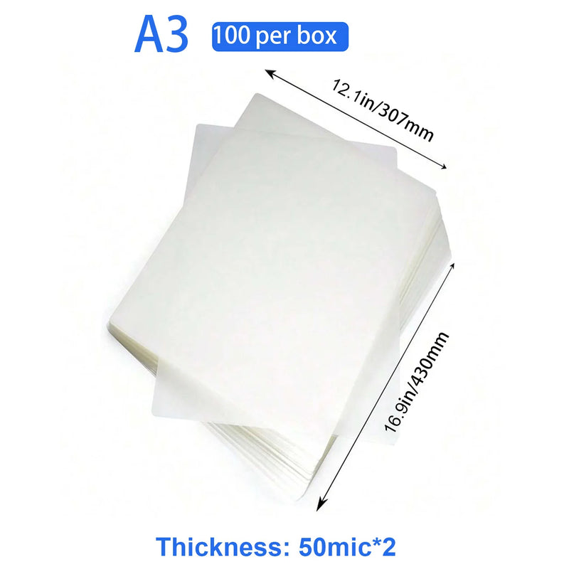 Multi-Size Thermal Laminating Bags: A4/A5/Letter Size Clear Glossy Sheets, Rounded Corners Heat Seal for Office School Home Holi