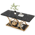Tribesigns Rectangle Coffee Table, 47.24-inch Modern Coffee Tables for Living Room, 2-Tier Faux Marble Wood Coffee Table