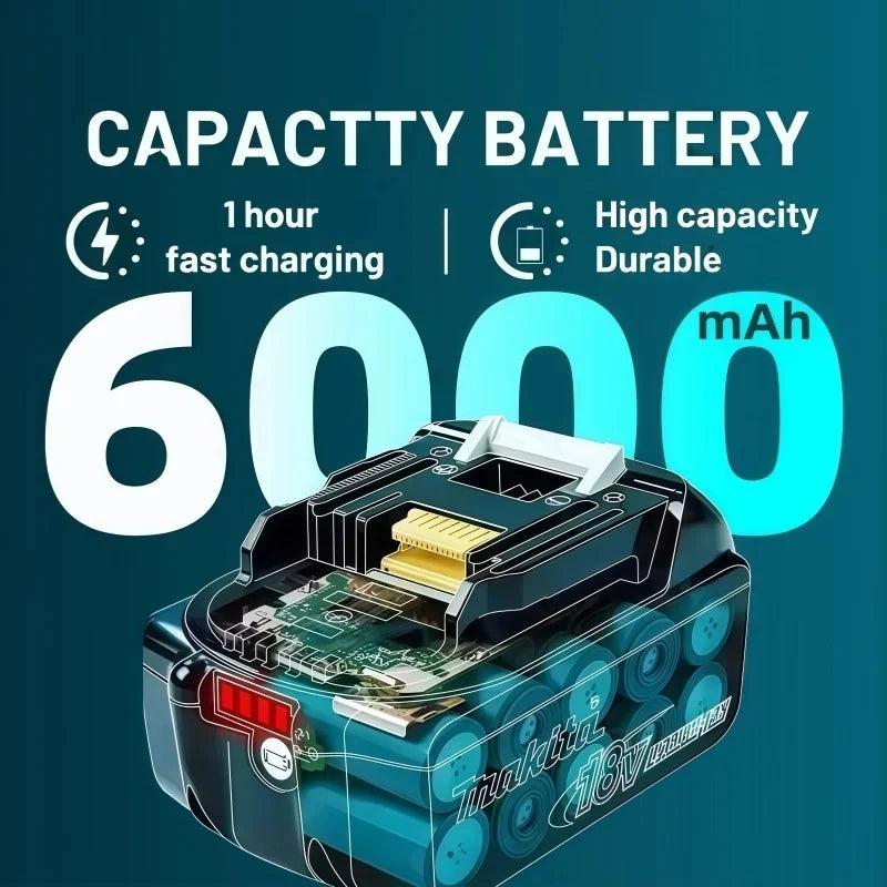 Original Makita 6Ah for Makita 18V Battery BL1830B BL1850B BL1850 BL1840 BL1860 BL1815 Replacement Lithium Battery