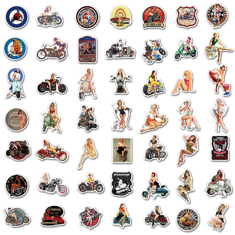 10/50/ Retro Pin Up Girls Stickers Sexy Women for DIY - View 3 | SAMAG