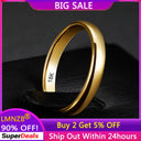 With 18K Stamp Never Fading 4mm Minimalist Fine 18K Gold Filled Rings Wedding Band Gift Jewelry for Women Men Couple Rings