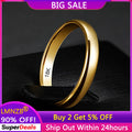 With 18K Stamp Never Fading 4mm Minimalist Fine 18K Gold Filled Rings Wedding Band Gift Jewelry for Women Men Couple Rings