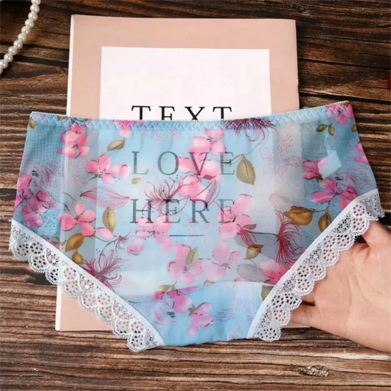Superior Embroidery Flowers Underwear Women Lace Transparent Briefs Fashion Intimates Sexy Lingerie Panties Ladies Underpants