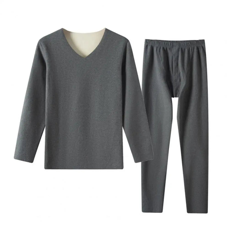 Men Thermal Set Autumn Winter Thermal Outfit Men's Thermal Underwear Set Fleece Lined Long Johns Base Layer Wool Winter Sweater