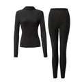SUJIIN Women's Wool Thermal Underwear Set 2025 Winter Lyocell Mock Neck Thermals Tops + Long Johns Women 2 Piece Outfits Sets