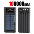 Portable Solar Charger Power Bank High Capacity External Rechargeable Solar Battery With 4 Cables For iPhone Samsung 2026