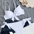Sexy Front Bow Knot Push Up Bikinis Two Pieces Solid | SAMAG