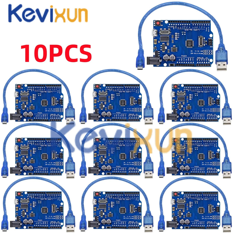 1-10PCS UNO R3 CH340G MEGA328P Chip for Arduino UNO R3 + USB/TYPE-C CABLE ATMEGA328P-AU Development Board 16Mhz