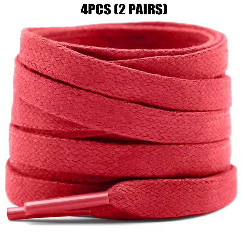 4 Pcs(2 Pairs) Premium Flat Waxed Shoelaces Heavy Duty Replacement Laces for Sneakers Leather Boots Hiking Shoes Men Women